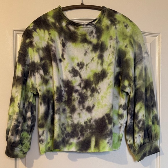 bp Tops - BP Green & Grey Tie-Dye Loose Creeneck